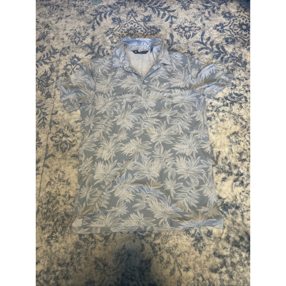 Travis Mathew Polo Shirt Mens M Floral Print Pima Cotton Blend Short Sleeve